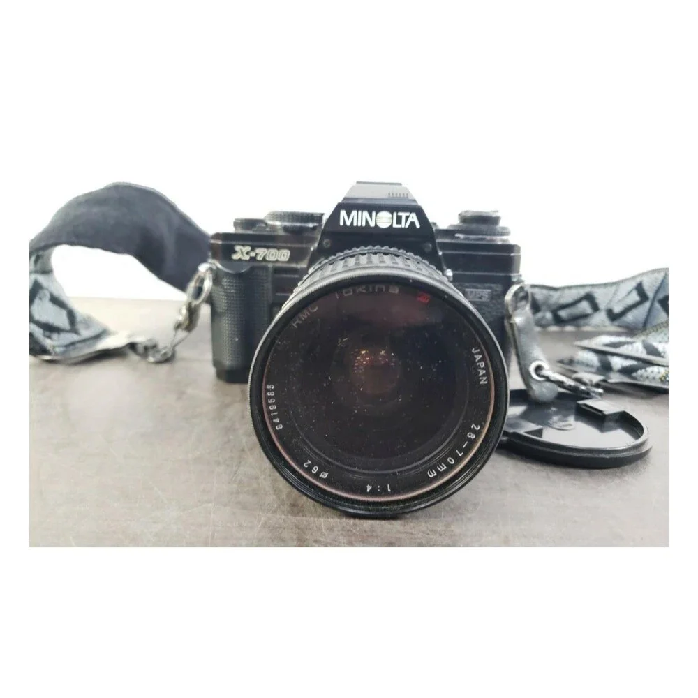 Minolta X-700 35mm SLR Film Camera with Tokina Lens and Strap